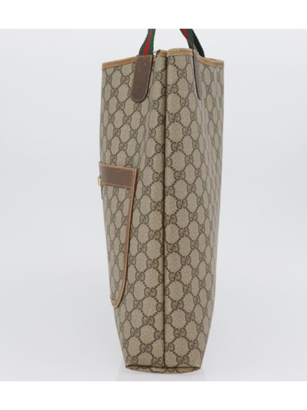 GUCCI GG Supreme Web Sherry Line Tote Bag PVC Beige 89 02 003 - Picture 4 of 16